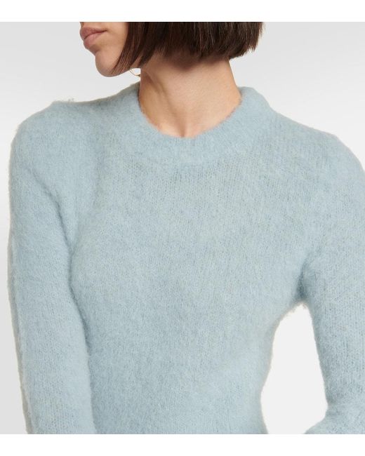 Vestido corto en mezcla de lana AMI de color Blue
