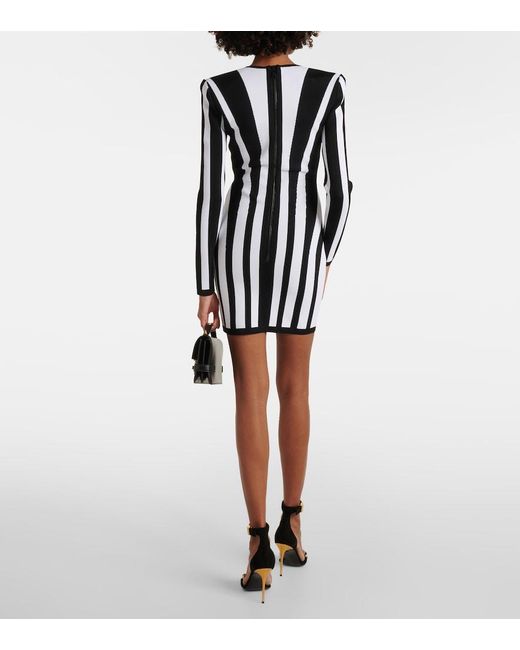 Balmain Black Dress With Striped Pattern
