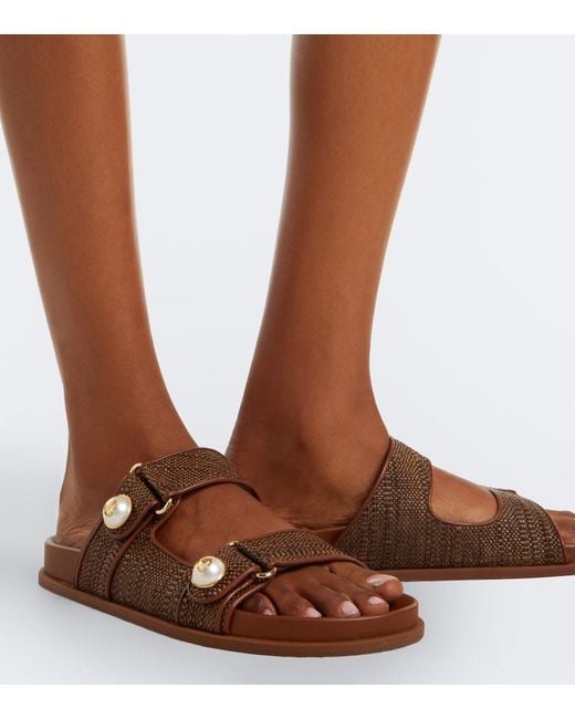 Jimmy Choo Brown Fayence Raffia-Effect Sandals