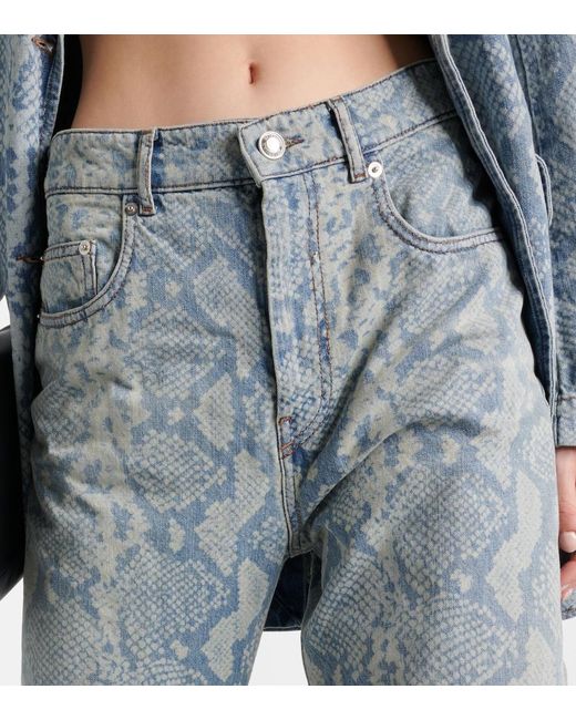 Sportmax Blue Diego Snake-print Wide-leg Jeans