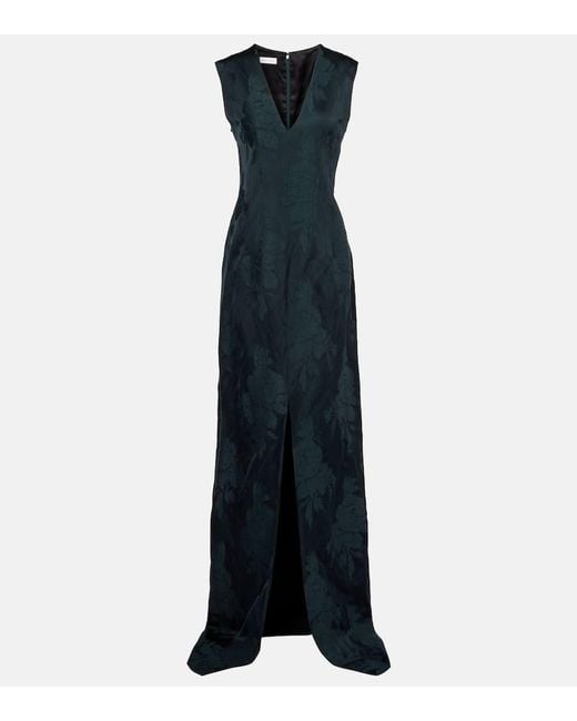 Dries Van Noten Blue Robe Aus Jacquard
