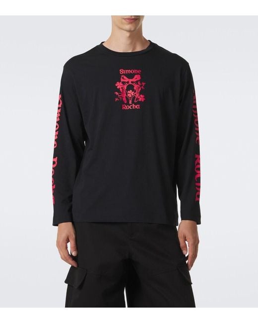Simone Rocha Blue Printed Cotton Jersey T-Shirt for men