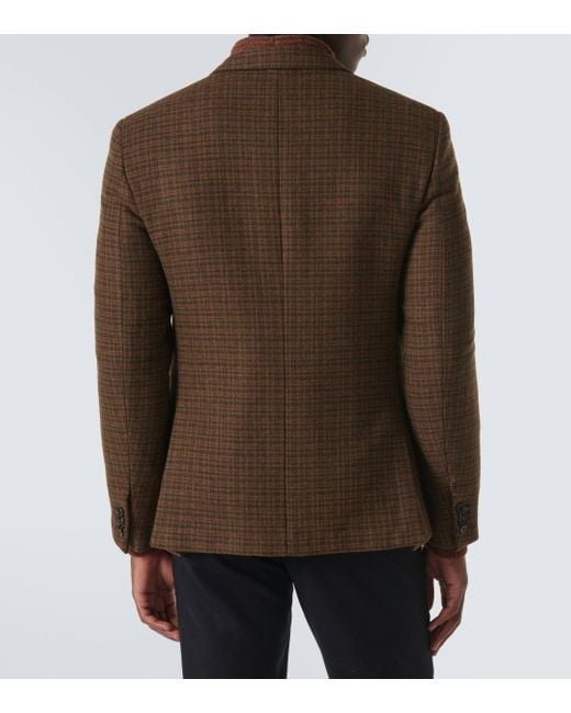 Loro Piana Brown Checked Wool-Cashmere Blazer for men