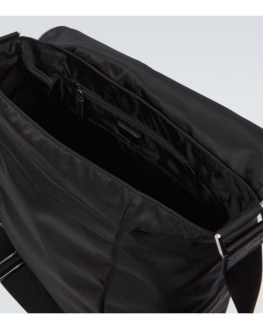 Prada Black Leather-Trimmed Re-Nylon Messenger Bag for men