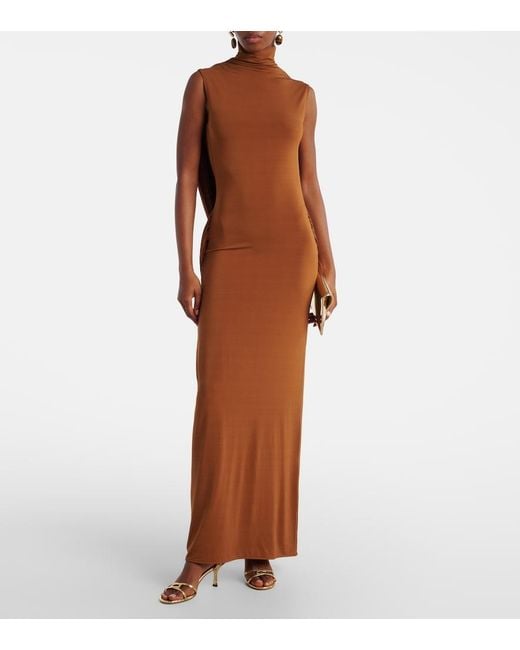 Nina Ricci Brown Jersey Maxi Dress