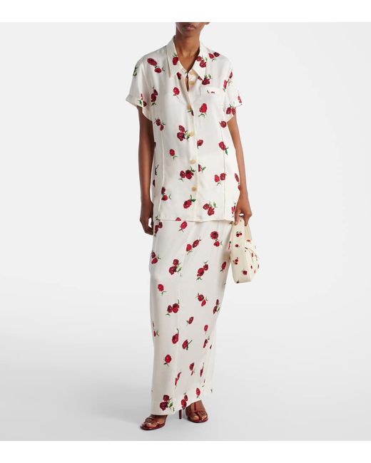 Khaite Pink Lucian Printed Twill Maxi Skirt