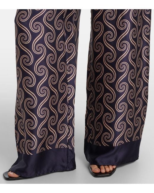 Faithfull The Brand Blue Jensen Printed Satin Wide-Leg Pants