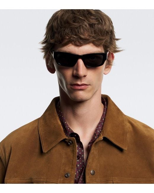 Saint Laurent Black Sl M182 Jazz Rectangular Sunglasses for men