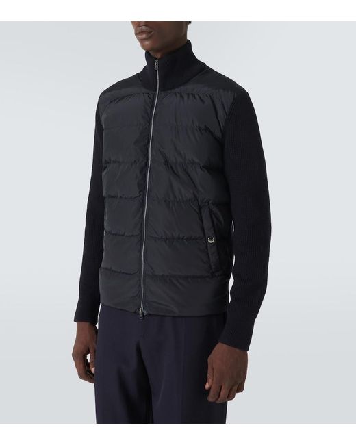Herno Black Wool-Trimmed Down Jacket for men
