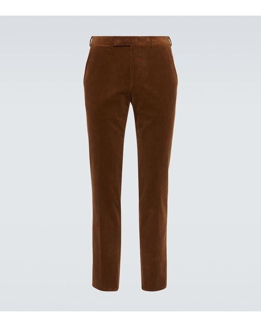 Zegna Brown Cotton And Cashmere Corduroy Slim Pants for men