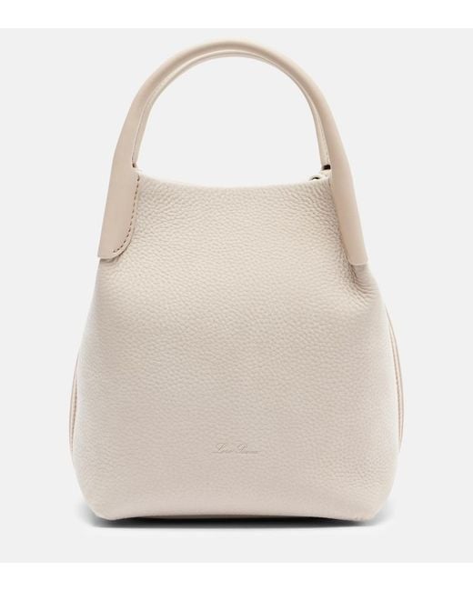 Loro Piana Natural Bale Small Leather Bucket Bag