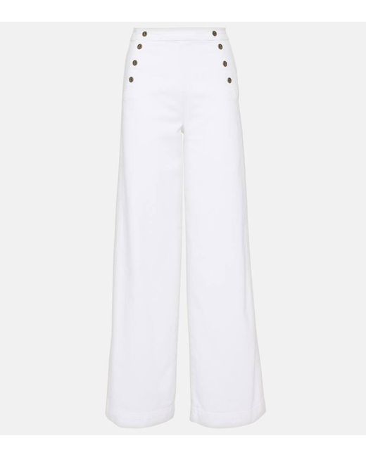 Pantalones anchos de tiro alto FRAME de color White