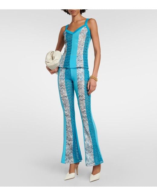 Missoni Blue Zig-Zag Knit Patchwork Pants