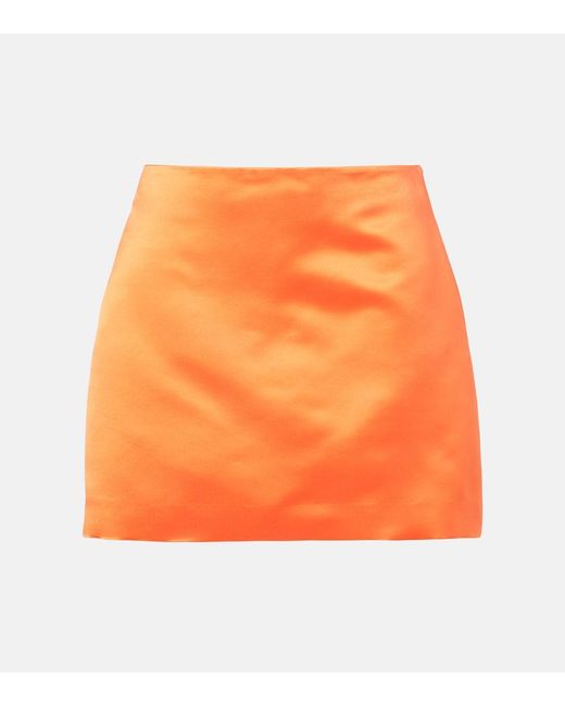 Lisa Yang Orange Silk Satin Miniskirt