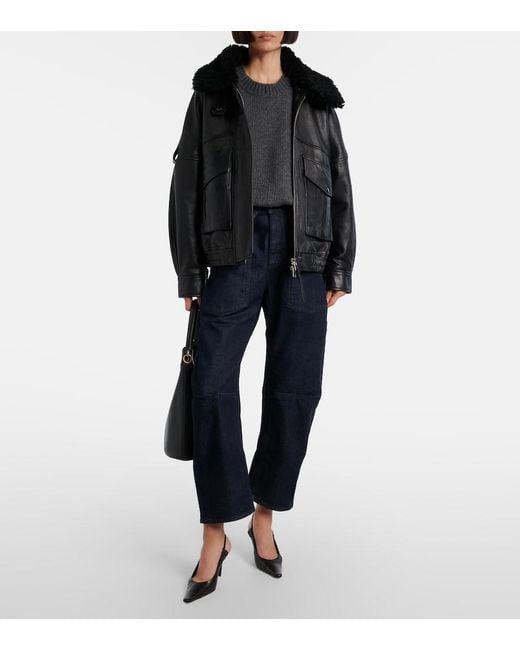 Nili Lotan Blue Shon High-Rise Barrel-Leg Jeans