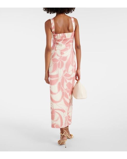 Sir. The Label Pink Belletto Printed Linen Midi Dress