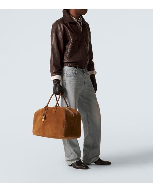 Saint Laurent Weekender Large Aus Veloursleder in Brown für Herren