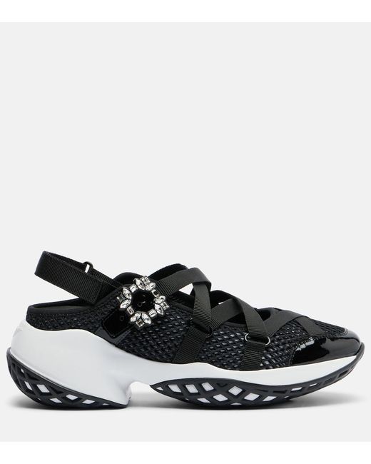 Roger Vivier Black Viv' Run Embellished Sneakers