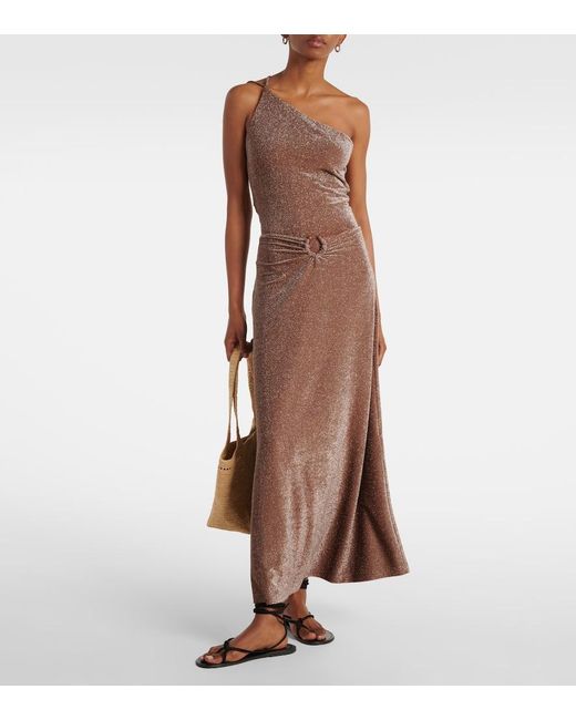 Johanna Ortiz Brown Ring-Detail Embellished Maxi Skirt