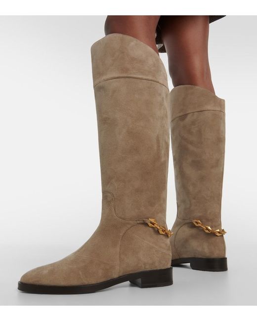 Jimmy Choo Brown Nell Suede Knee-High Boots