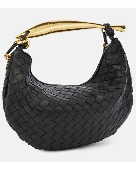 Bottega Veneta Black Sardine Small Leather Shoulder Bag
