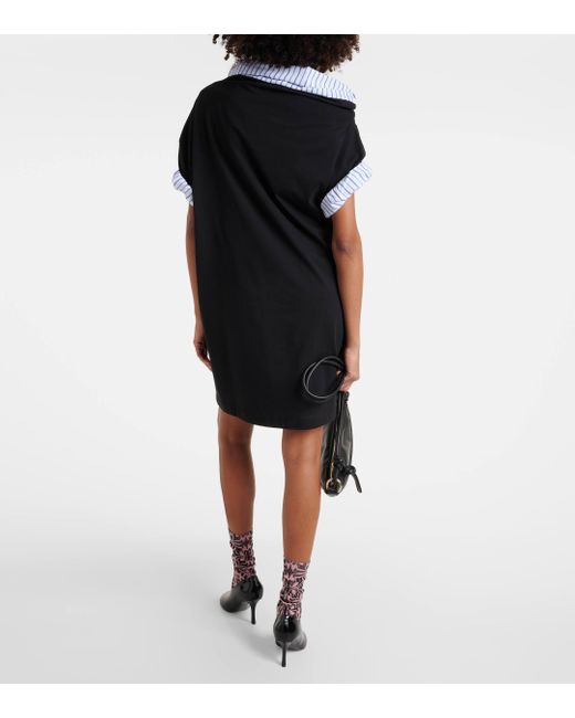 Dries Van Noten Black Cotton Jersey Midi Dress