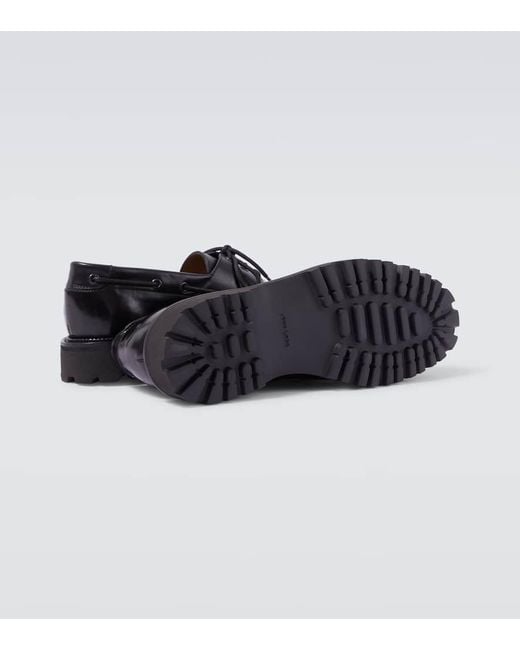John Lobb Black Tide Leather Boat Shoes for men
