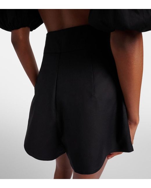 Adriana Degreas Black High-Rise Cotton-Blend Shorts