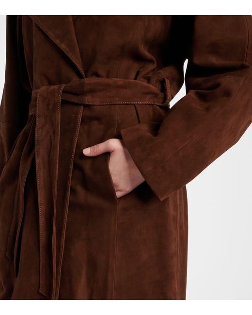 Nour Hammour Brown Mantel Althea Aus Veloursleder