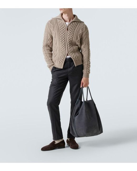 Loro Piana Black Carlo Wool And Cashmere Straight Pants for men