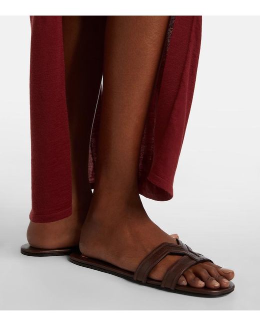 Saint Laurent Brown Mabrouka Leather Sandals