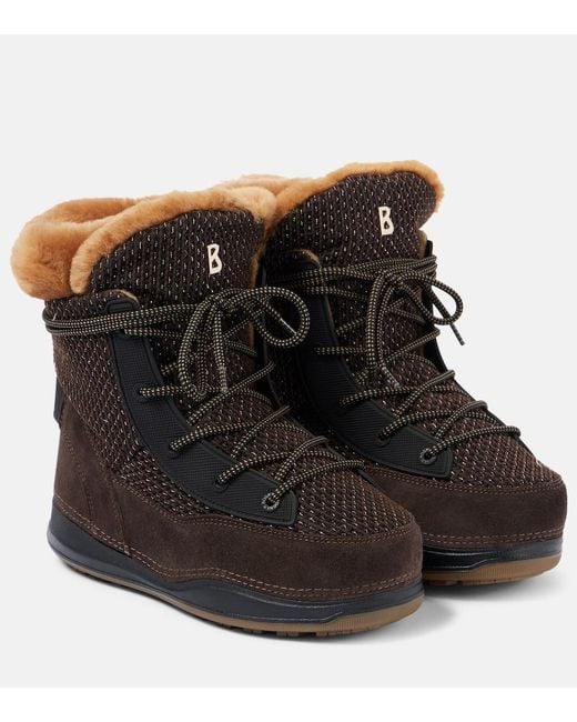 Bogner Black Verbier Shearling-Trimmed Suede Ankle Boots