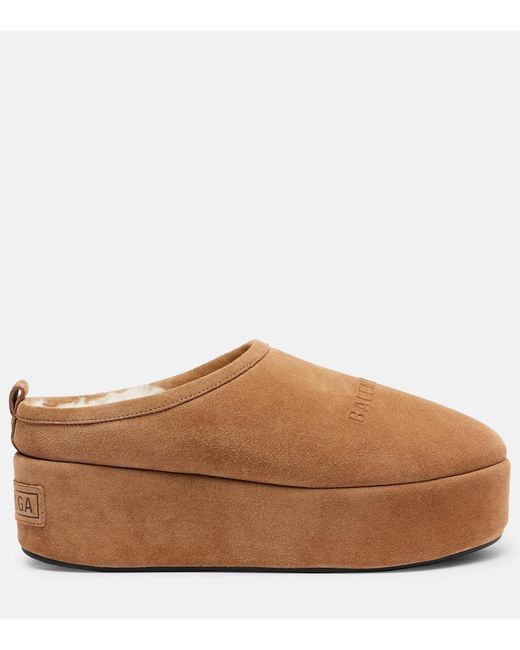 Mules Con Plataforma Alaska De Ante Balenciaga de color Brown