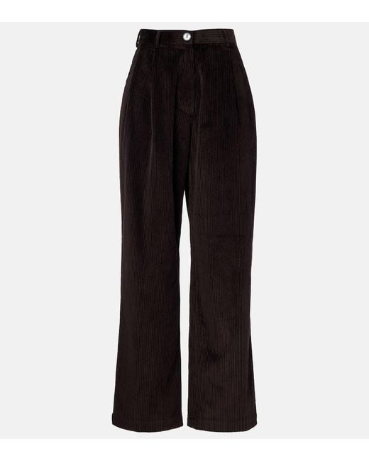 Frankie Shop Black Norstrand Cotton Corduroy Straight Pants