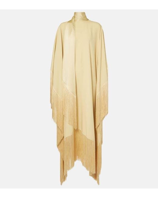‎Taller Marmo Metallic Mrs. Ross Fringed Crepe Cady Kaftan
