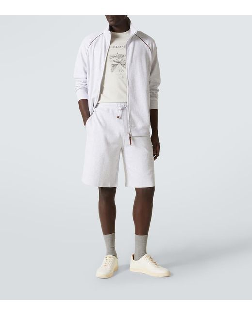Shorts En Jersey De Mezcla De Algodon Brunello Cucinelli de hombre de color White