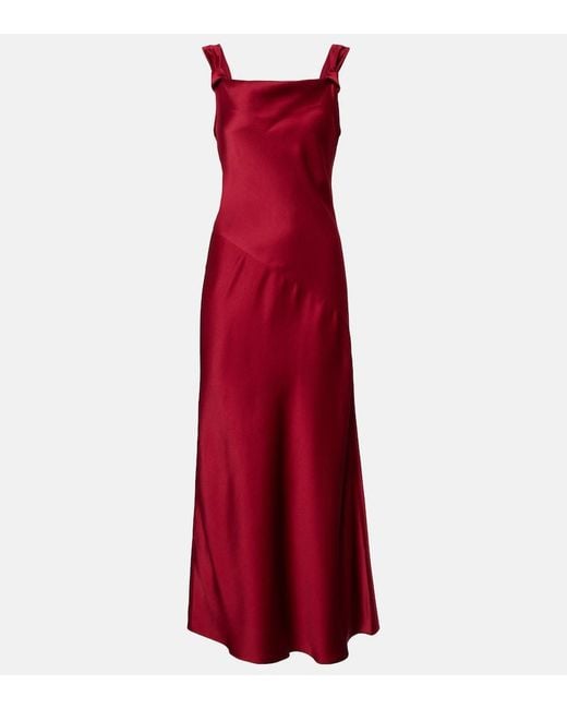 Max Mara Red Crepe Satin Maxi Dress