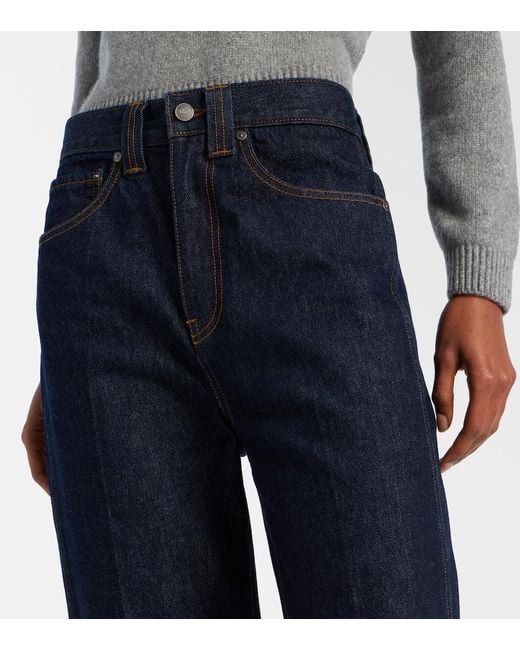 Khaite Blue Boyle Cropped Wide-Leg Jeans