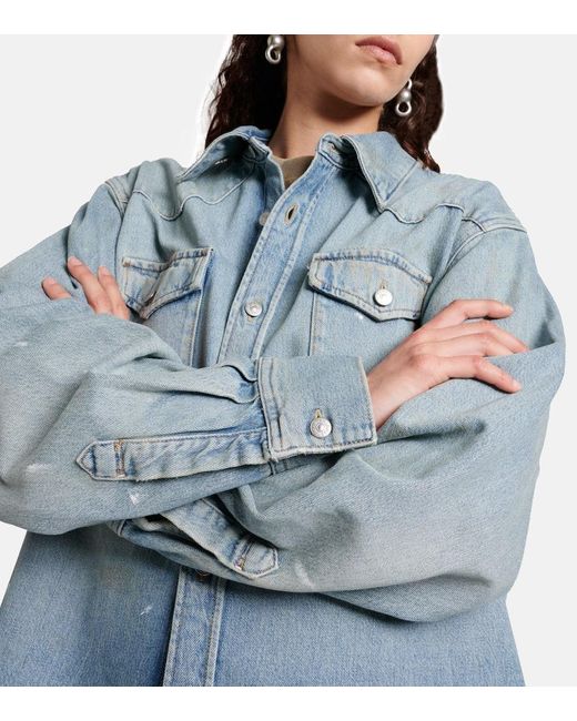Camicia di jeans distressed di Acne in Blue