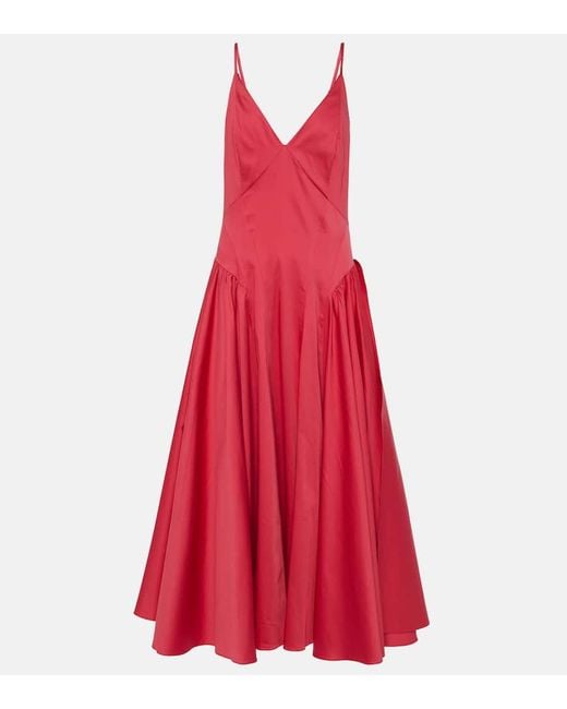 TOVE Red Solene Cotton-blend Midi Dress
