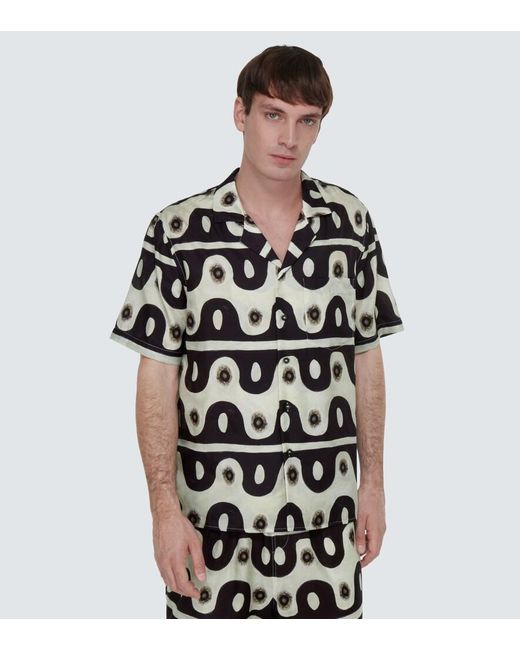 Commas Black Printed Bowling Shirt for men
