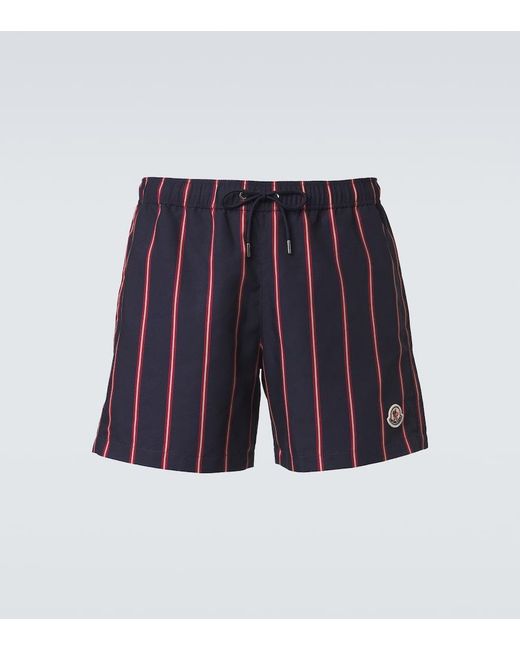 Moncler Blue Striped Swim Trunks for men