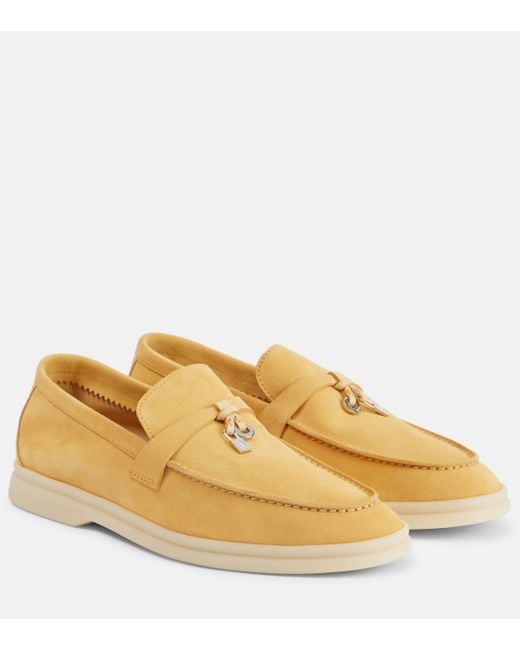 Loro Piana Yellow Summer Charm Walk Suede Loafers