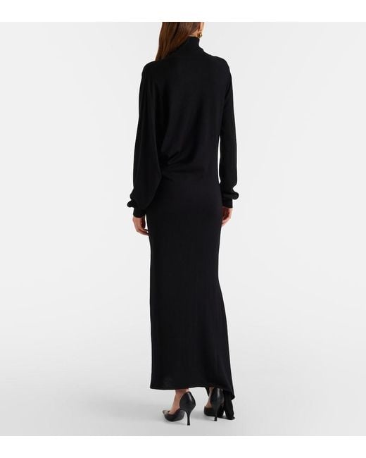 Magda Butrym Black Knitted Wool Gown