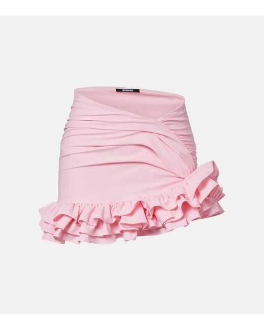 Jacquemus Pink Playa Ruffled Jersey Miniskirt