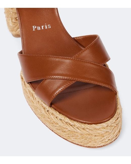 Christian Louboutin Brown Calakala 85 Suede And Leather Heeled Espadrilles