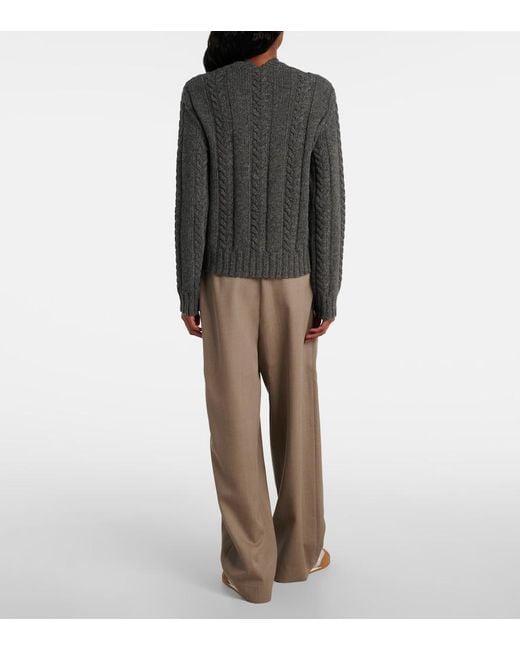 Loewe Gray Cable-Knit Wool Mouline Sweater