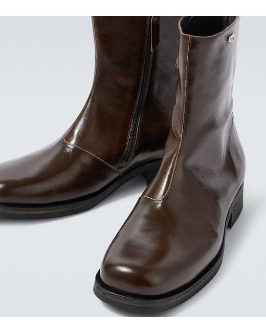 Our Legacy Brown Camion Leather Ankle Boots for men