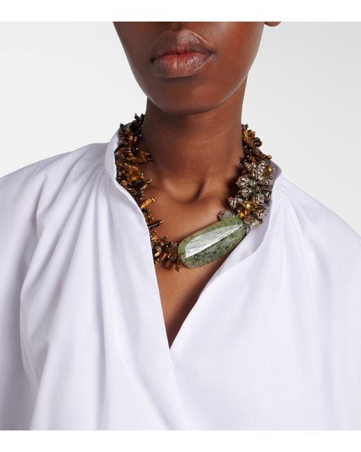 Dries Van Noten White Draped Cotton Blouse