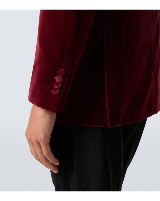 Brunello Cucinelli Red Cotton And Silk Velvet Tuxedo Jacket for men